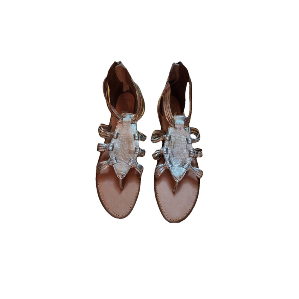 Seychelles Metallic Leather Gladiator Flat Sandals Size 8